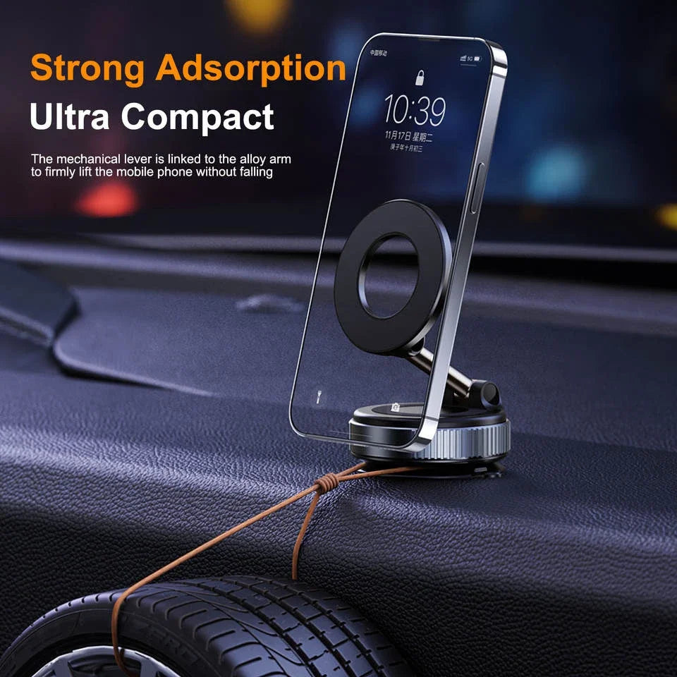 Foldable Car Phone Holder – Magnetic, Rotates All Phones