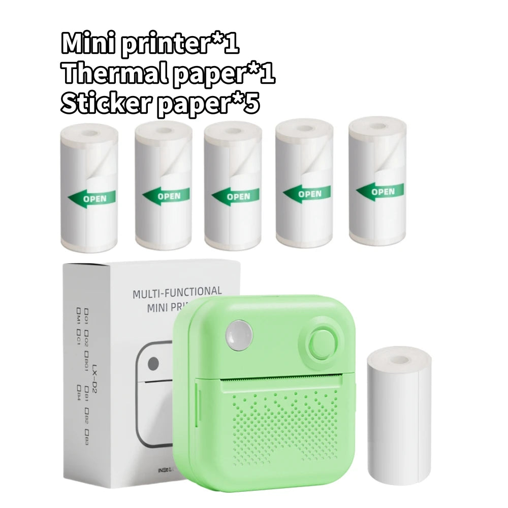 D3 Mini Portable Thermal Printer – Bluetooth Label Maker with Sticker Paper for Photo