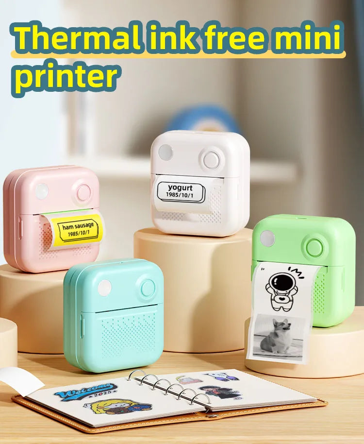 D3 Mini Portable Thermal Printer – Bluetooth Label Maker with Sticker Paper for Photo