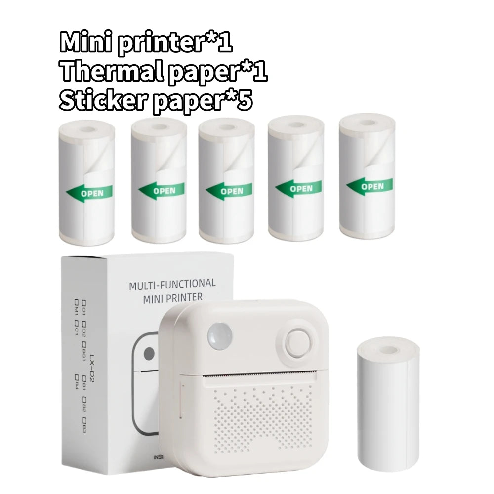 D3 Mini Portable Thermal Printer – Bluetooth Label Maker with Sticker Paper for Photo
