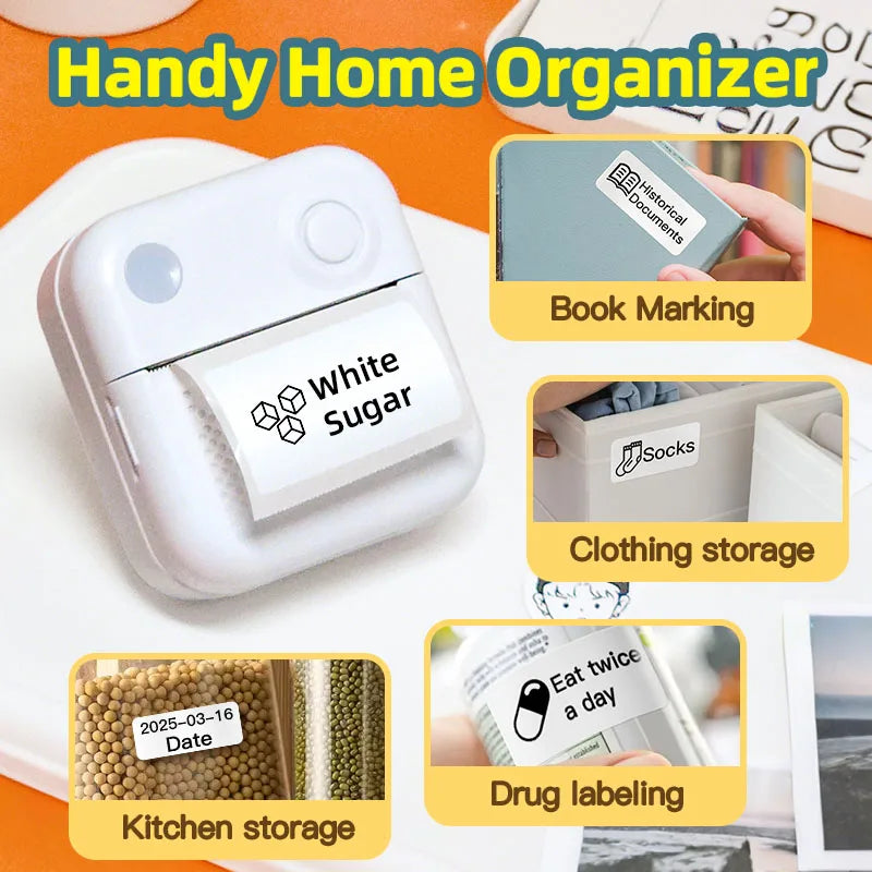 D3 Mini Portable Thermal Printer – Bluetooth Label Maker with Sticker Paper for Photo