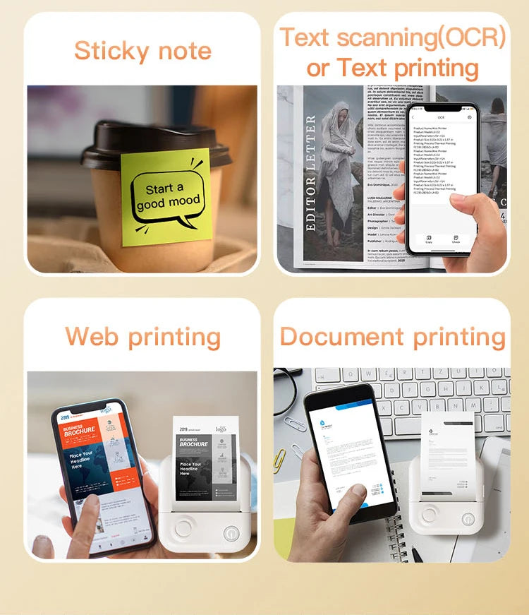 D3 Mini Portable Thermal Printer – Bluetooth Label Maker with Sticker Paper for Photo