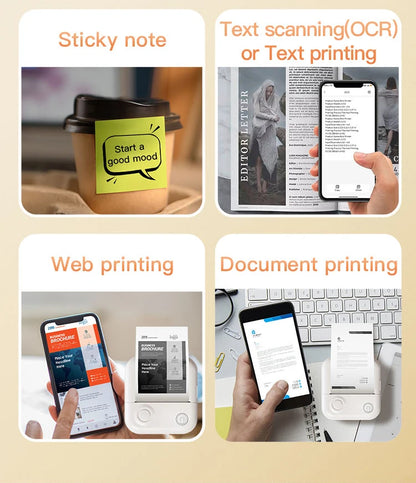 D3 Mini Portable Thermal Printer – Bluetooth Label Maker with Sticker Paper for Photo