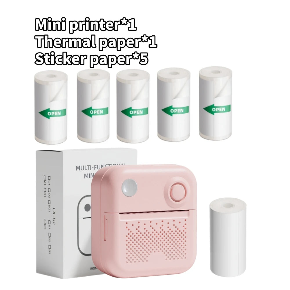 D3 Mini Portable Thermal Printer – Bluetooth Label Maker with Sticker Paper for Photo