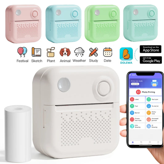 D3 Mini Portable Thermal Printer – Bluetooth Label Maker with Sticker Paper for Photo