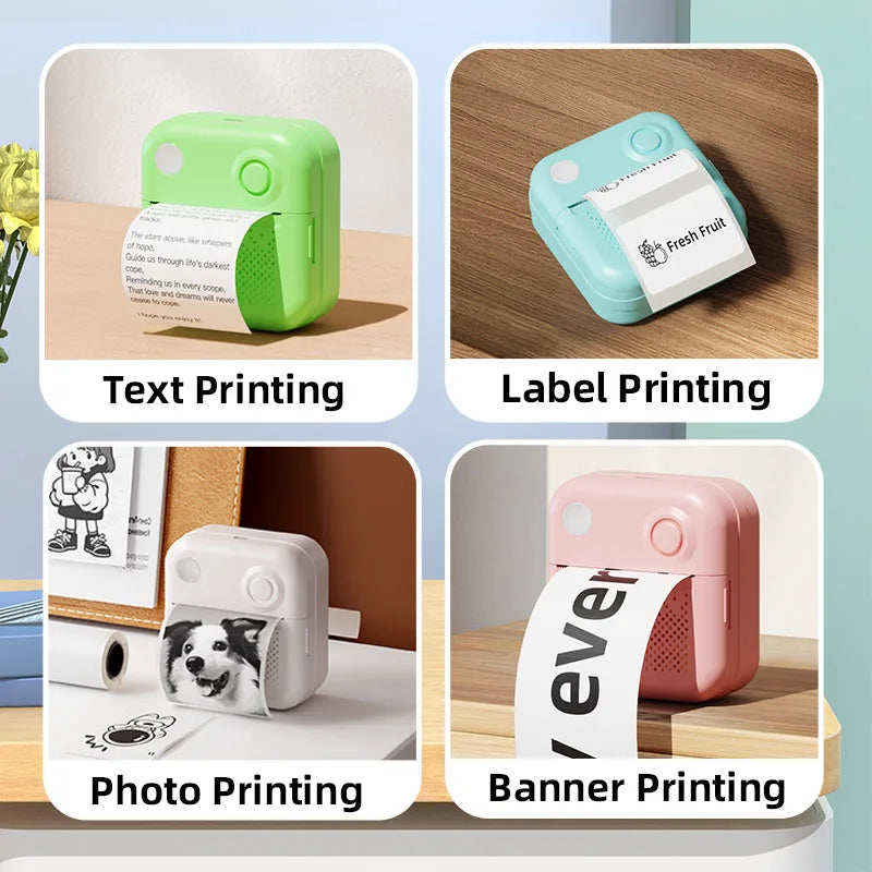 D3 Mini Portable Thermal Printer – Bluetooth Label Maker with Sticker Paper for Photo